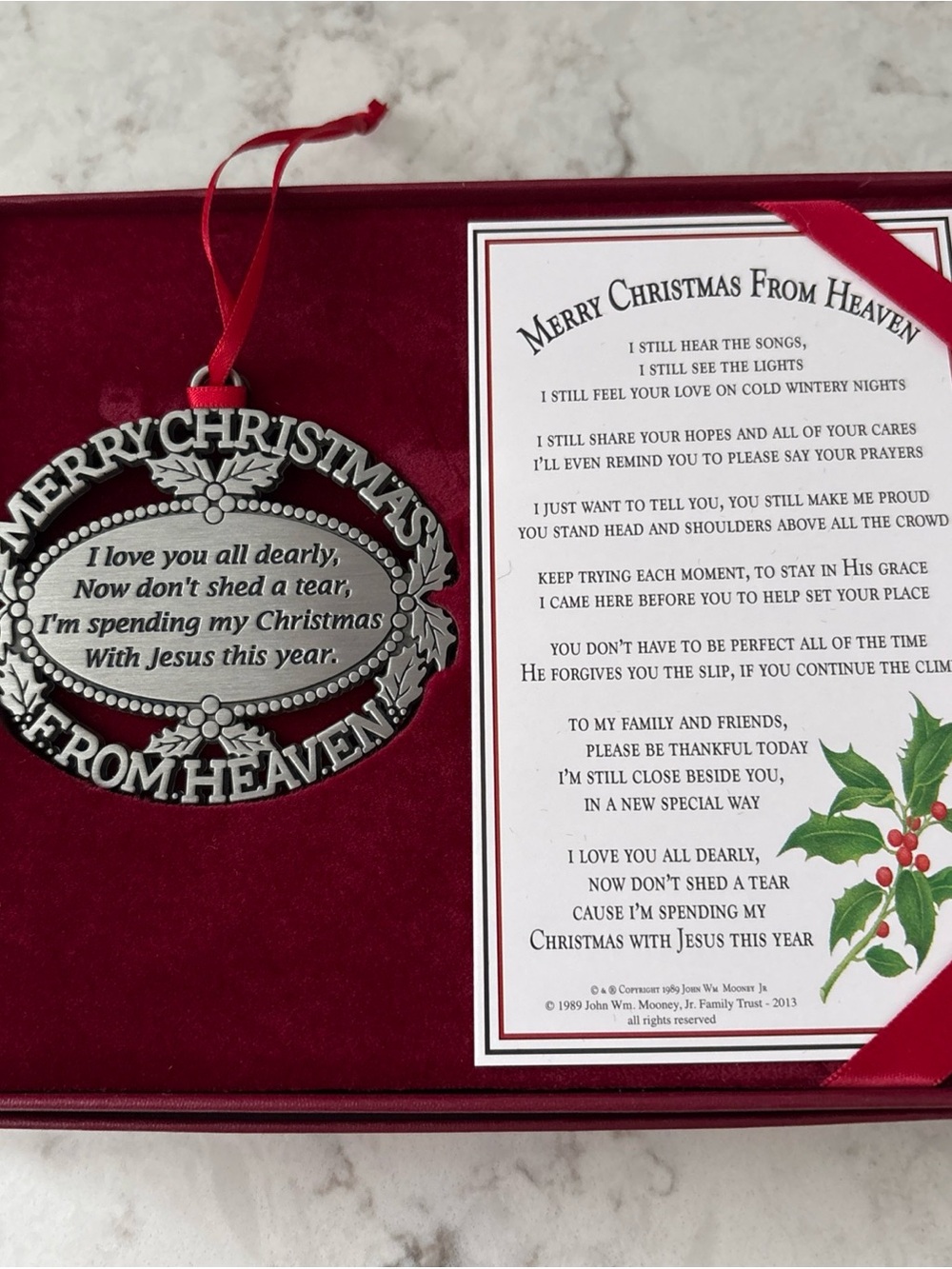 Merry Christmas From Heaven Ornament Keepsake Memorial Remembrance Gift Pewter